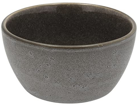 BITZ Schüssel, Schale, Müslischale, Snackschale aus Steingut, 12 cm im Durchmesser, grau/grau
