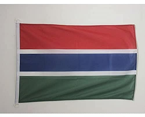 AZ FLAG - Drapeau Gambie - 45x30 cm - Pavillon Nautique Gambien Spécial Bateau Et Extérieur En Maille Bloquée Avec Anneaux Plastiques Intégrés - 30g