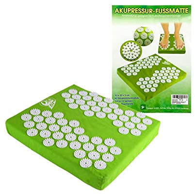 Compar Akupressur Fussmatte, 32x35x5 cm, 62 Stimulationskreisel mit je 33 Spitzen Yoga Shanti