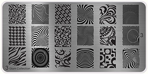 MoYou's XL Glam 3 Stamping Schablone, Nail Art Stampling - Nagel Lack Stempel, voller Nagel Maniküre