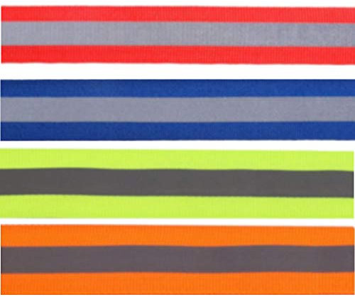 BIG-SAM Reflektorband - Reflexband | 25mm Breite | 10mm Breite des Refletorbandes | zum annähen | Verschiedene Signalfarben (Neon Gelb-Grün)