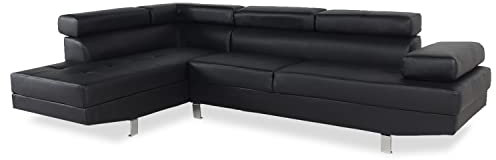 INTENSE DECO Canapé d'angle Gauche avec têtières relevables Charly Noir
