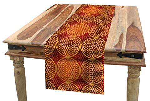 ABAKUHAUS viktorianisch Tischläufer, Blume Mittelalterliche Töne, Esszimmer Küche Rechteckiger Dekorativer Tischläufer, 40 x 225 cm, Rot Orange