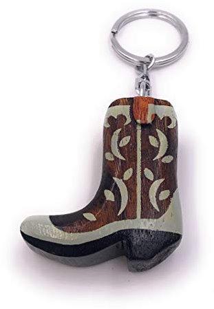 H-Customs Stiefel Boots Cowboy Schuh Echt Holz Edel Handmade Schlüsselanhänger Anhänger