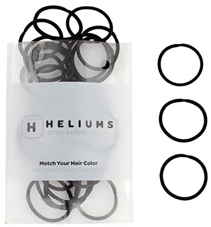 HELIUMS kleine Haargummis – Schwarz – 2,5cm Mini Haargummis für feines Haar, Kinder, Damen, Herren – für Pferdeschwanz, dünne Zöpfe, Hochsteckfrisur, Dreads, Braids – neutrale Farben – 48 Stück