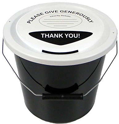 6 Charity Money Collection Buckets 5 litres - Black