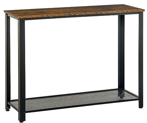HOMCOM Konsolentisch, Sideboard, Beistelltisch mit Gitterablage, Industrie-Stil, Metall, 101 x 35 x 80 cm