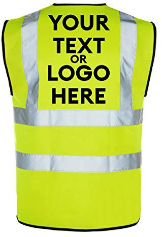 The World Of Wall Art Personalised Printed Reflective Hi-Vis High-Viz Visibility Safety Vest/Waistcoat Customised (Small)
