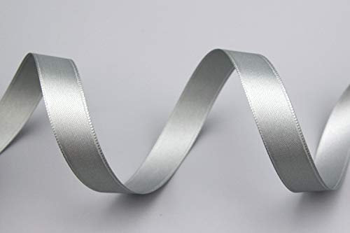 3 m x 15 mm Satinband SILBER Hellgrau (631) doppelseitiges Schleifenband aus Satin Grau ohne Draht weich und glänzend Geschenkband Deko Band double face Dekoband Dekorieren Basteln