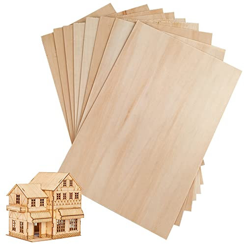 Hojas de Madera de Balsa,8 Pcs Tablero Planchas de Madera para Manualidades Madera contrachapada de madera de tilo sin terminar Para manualidades, pintura