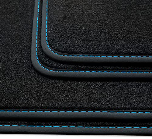 teileplus24 HQ-109 Fußmatten kompatibel mit Seat Ateca 5FP Cupra Ateca 2016- Deluxe Velours, Naht:Blau