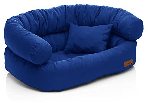 Juelle Großhundbett - Sofa für große Hunde, Abnehmbare Abdeckung, maschinenwaschbar, flauschiges Bett, Hundesessel Santi S-XXL (Größe: XL - 120x85 cm, Saphir)