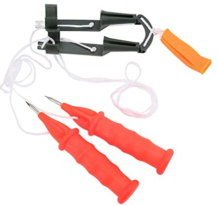 Ice Fishing Safety Picks, Orange Handle Life Saving Ice Pick Lightweight with Emergency Whistle for Hiking and Fishing(White rope)