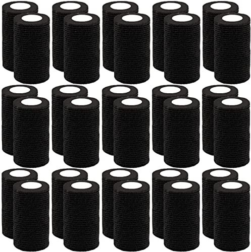 BQTQ 30 Rollen Selbstklebender Verban Haftbandage Selbstklebend Haftbandage Verband Tape Selbsthaftende Cohesive Bandage Fixierverband Elastische Selbsthaftende Bandage (Schwarz, 10 cm x 4,5 m)