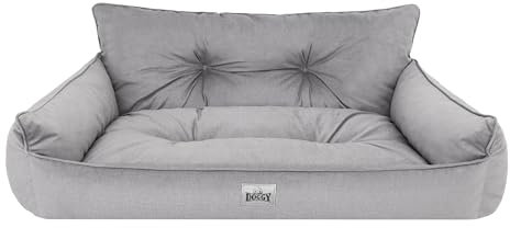 Bjird Hundebett - Hundekorb für kleine mittelgroße & große Hunde - Hundekissen - Hundesofa - EInfach zu reinigen - Joker Gesteppt - Größe: S: 64 x 49 cm - Asche Fancy