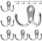 Kleiderhaken Silber, 6 Stück Garderobenhaken Vintage mit Schrauben, Metall Doppelhaken Wandhaken, Kleiderhaken Wand für Bad, Küche (Silber, 6 Stück)