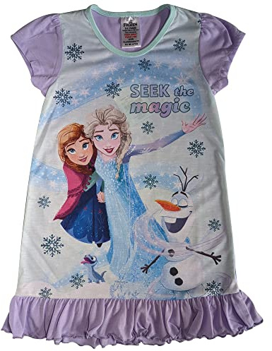 Disney Girls Frozen Nightdress - Sizes 2 to 10 Years - Seek The - 3-4 Years (98-104 cm), Blue/Lilac