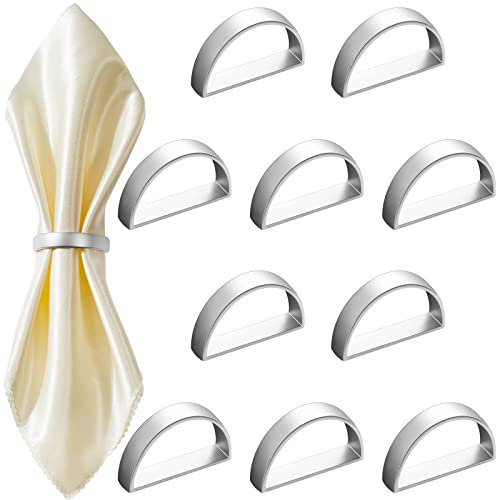 Serviettenringe aus Edelstahl, Festival, Metall-Serviettenringhalter, moderne Serviettenschnallen, metallische Verzierung für Tischdekoration, Küche, Abendessen, Party, Hochzeit (mattes Silber