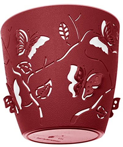 Lashuma Kunststoff Blumenschale rot, runder Pflanztopf Outdoor - Indoor, Anzuchttopf Ø 11 cm