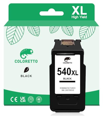 COLORETTO PG-540XL 540 XL Wiederaufbereitet Druckerpatronen Tintenpatrone für Canon 540 XL für TS5100 TS5150 TS5151 MG3500 MG3650 MG3600 MX475 MX375 MX495 MX535 Drucker (1 Schwarz)