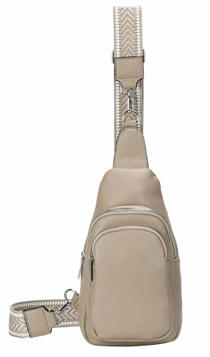 ITALYSHOP24 OBC Unisex Crossbody Bodybag Sling Tasche Rucksack Crossover Schultertasche Brusttasche Umhängetasche Bag damen herren Taupe