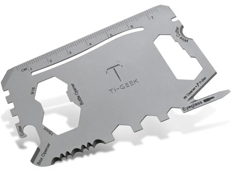 TI GEEK Wallet Multitool Card - 13 in 1 Kreditkarte Multi-Tool (Flaschenöffner, Dosenöffner, Schraubendreher, Telefonständer & mehr) - Titan, LGSS-E925-TA