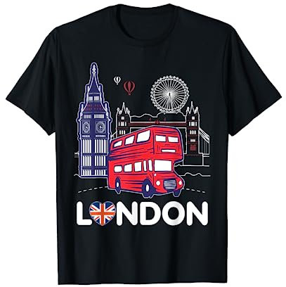 London vibes Famous Landmarks Souvenirs UK flag Coronation T-Shirt