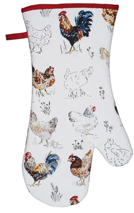 Ulster Weavers - Many Chickens Gauntlet Oven Glove (37 x 20cm) - 100% Cotton - 1 Piece - Rooster Oven Glove Heat Resistant - Washable - Chicken Themed Oven Glove - Kitchen Accessories - Chicken Gifts