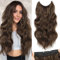 BUPPLER Haarverlängerung 50,8 cm Invisible Secret Hair Extensions Verstellbare Lange Gewellte Haarextension Synthetisches Upgrade 4 Sichere Clips in Haarteilen,Mittleres Braun