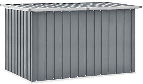 FIRBNUS Gartentruhe Gartenbox 149x99x93 cm mit Klappdeckel Garten Aufbewahrungsbox Auflagenbox Kissenbox Box mit Deckel Gartenboxen Gartenschrank Storage Boxes Grau Verzinkter Stahl