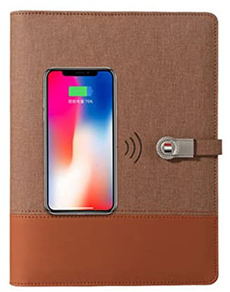 Konferenzmappe, A4, kabelloses Aufladen, Meeting-Notizbuch, PU-Lederhülle, Business-Portfolio-Ordner, Ringbuch, 8000-mAh-Powerbank, U-Disk, Kartensteckplatz, Klemmbrett, Halter, Notizblock für Inter