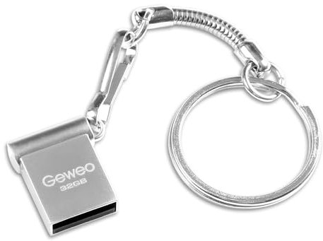Clé USB 32Go 2.0, Métal Clé USB 32 Giga Mini Clef USB 32GO Imperméable USB 2.0 Pen Drive 32GB avec Crochet pour Ordinateur Portable/PC/Tablette etc (Argent)