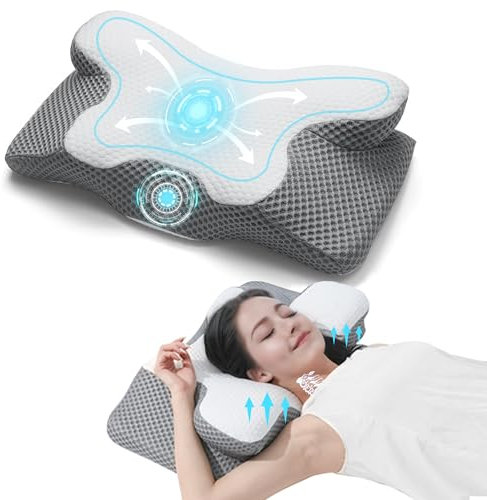PawSailor Cervical Contour Memory Foam Pillow für Nacken- und Schulterschmerzen Ergonomisches Kissen für Seiten-/Rücken-/Magenschläfer mit abnehmbarem, atmungsaktivem Bezug Grau