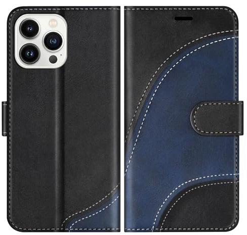 BoxTii Cover per iPhone 14 PRO, Custodia in PU Pelle Portafoglio, Magnetica Cover a Libro con Slot per Schede per iPhone 14 PRO, Nero