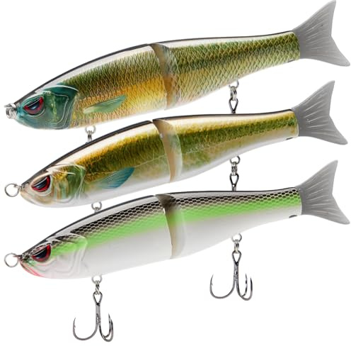 Bassdash SwimShad Glide Baits - Señuelo Articulado Deslizante para Pesca de Lubina, Lucio, Salmón, Trucha y Muskellunge (3 Unidades)