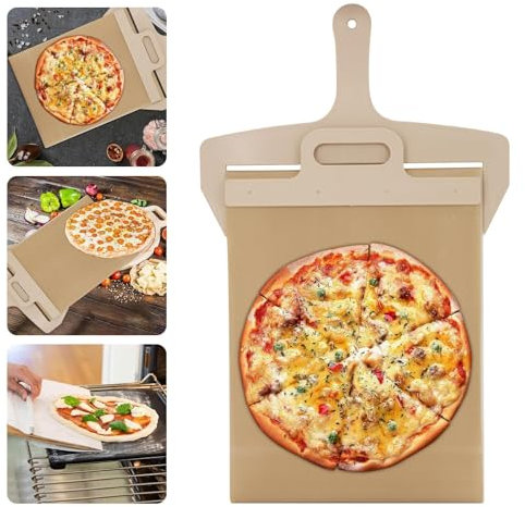 Sliding Pizza Peel, 11.8 x 22.8in Pizza Paddle Pizza Shovel Pizza Slider with Handle, Detachable Pizza Spatula Non-Stick Pizza Board Pizza Oven Accessories for Perfect Transfer Pizza Making kit