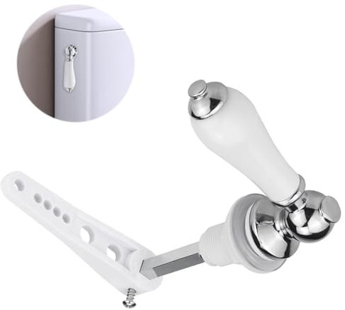 XAVSWRDE Ceramic Toilet Flush Handle Replacement Ceramic Handle Cistern Lever Chrome Plated Toilet Cistern Handle Victorian Style Toilet Handle Universal Flush Lever Kit for Toilet WC Cistern Tank