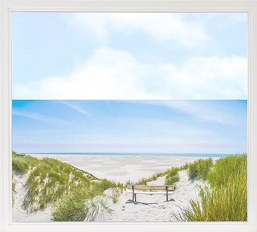 GRAZDesign Sichtschutzfolie Fenster, Fensterfolie, Glastüren, Duschkabine, Milchglasfolie Bedruckt mit Motiv Strand 130x57cm
