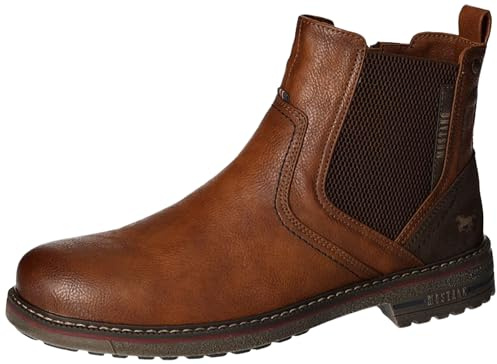 MUSTANG Herren Stiefelette Chelsea Boot Gummizug Stretcheinsatz 4201-502, Größe:41 EU, Farbe:Braun