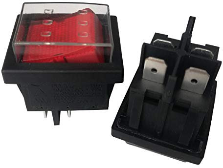 Druckschalter Ein Aus, Schalter Ein/Aus-Taste, 2 Stück HY12 4 Pin 10A 125 / 250V Wasserdichte Industrielle Elektrische Kippschalter mit Druckknopf für Elektrowerkzeug 6.3 Tab