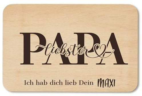 Frühstücksbrettchen personalisiert mit Wunschgravur Papa - Geschenk Vatertag - Geschenk Himmelfahrt - Brettchen Holz Bester Papa (liebster Papa)