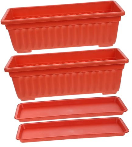 Yardenfun 2pezzi Fioriera Rettangolare Per Coltivazione Di Verdure Contenitori Plastica Spessi Per Giardinaggio Adatti Per Esterni e Interni Con Drenaggio e Design Resistente Al Sole