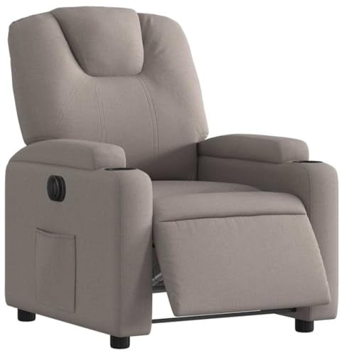 vidaXL Relaxsessel, Sessel mit Liegefunktion Elektrisch, Fernsehsessel Liegesessel für Wohnzimmer, Ruhesessel Polstersessel, Taupe Stoff