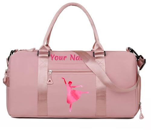 Personalisierte Tanzgepäcktasche mit Namen, Text und Foto, individuelle Ballett-Fitness-Reisetasche, individuelle nasse und trockene Wochenendtasche für die Nacht