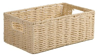 Wickerfield Handwoven Paper Rope Storage Basket for Home Office Storage Organization and Hamper Making (Beige, Set (L+M+S))