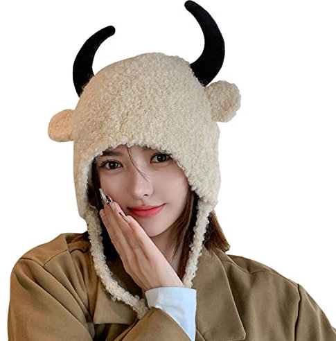 generisch Wintermütze Plüsch und verdicken Mode benutzerdefinierte warme Hüte Wollmütze Pudelmütze Herren (Beige, One Size)