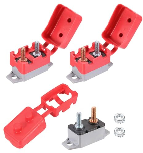 DMiotech 2 Jeu 12-24V 50A Disjoncteur,Protecteur De Surcharge Auto-Réarmable Type À Broche Porte-Fusible Avec Couvercle Et Vis Pour Bateau RV Voiture Audio Haut-Parleur