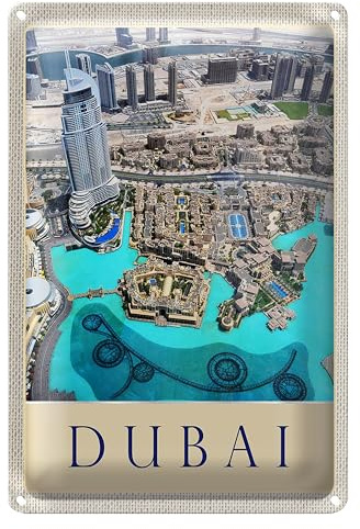 Blechschild | Dubai Skyline | Dekoration für Zuhause | 20 cm x 30 cm