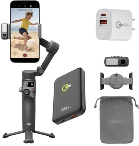 DJI Osmo Mobile 7P Gimbal Stabilizer for iPhone, Android, Native Tracking, Lighting, 3-Axis Phone Gimbal, One-Tap Edit, Built-in Extension Rod & Tripod, 10hrs Use, Phone Charging + Wireless C