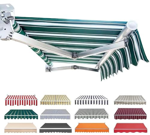 YHDMDQ Manuelle Einziehbare Markisenstoff 200x150/300x200/450x350/600x200cm Sonnenschutz Markisentuch Wasserabweisend Markisenbespannung Markisevolant Markise Canvas(Green,4x2m/13x6.5ft)